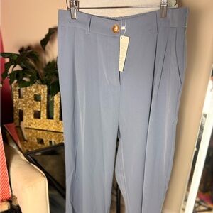 Light Blue Trousers with Button Detail Wide Leg